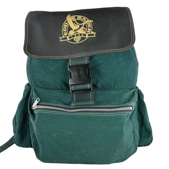 VTG Eddie Bauer Backpack Forest Green Classic Zipper Hiking Outdoor Casual Bag - Picture 1 of 12